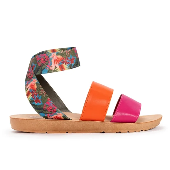 Muk Luks Pink Multicolor Floral Ankle-Strap About Me Sandal - Women Sizexs 8 - Picture 3 of 6